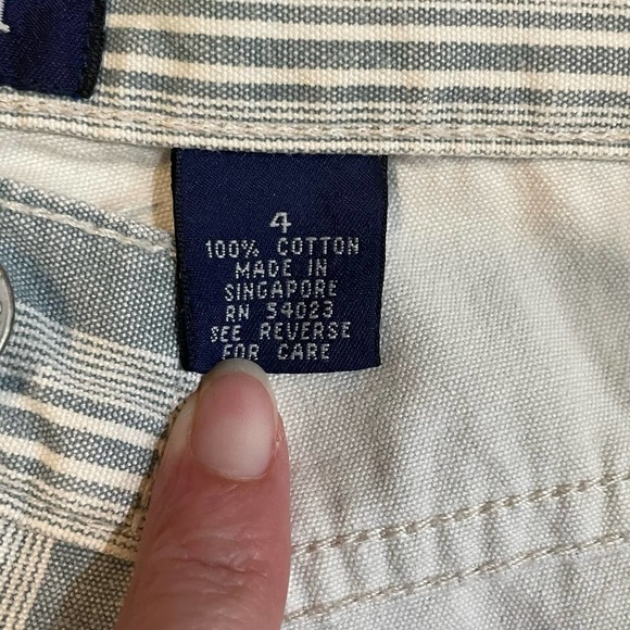 Vintage 90s GAP Green Stripe Cotton High Waist Crop Jeans Cheeky Denim Pants - 4 - Picture 7 of 8